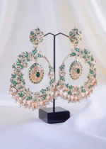 Maharani's Jadau Green Earrings (Yellow Gold) EAR002322 - Image 3