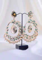 Maharani's Jadau Green Earrings (Yellow Gold) EAR002322 - Image 4