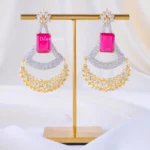 The Golden Pink Sparkle Chandelier (Yellow Gold) EAR002334