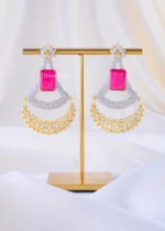 The Golden Pink Sparkle Chandelier (Yellow Gold) EAR002334