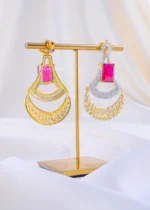 The Golden Pink Sparkle Chandelier (Yellow Gold) EAR002334 - Image 3
