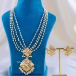 The Kundan Pearl Multicolor Necklace Set (Yellow Gold) NEC002353