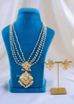 The Kundan Pearl Multicolor Necklace Set (Yellow Gold) NEC002353