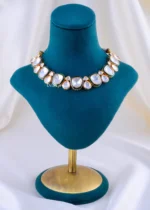 The Kundan White Gemstone Necklace Set (Yellow Gold) NEC002351 - Image 2