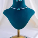 The Radiant Green Stone Bridal Set (Silver) NEC002346
