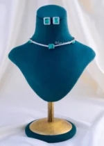 The Radiant Green Stone Bridal Set (Silver) NEC002346