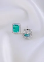 The Radiant Green Stone Bridal Set (Silver) NEC002346 - Image 3