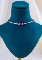 The Radiant Red Stone Bridal Set (Silver) NEC002347 - Image 2
