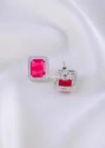 The Radiant Red Stone Bridal Set (Silver) NEC002347 - Image 3