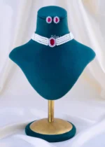 The Ruby Royale Pearl Necklace Set (Silver) NEC002345