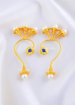 The Sapphire Floral Pearl Earcuff (Yellow Gold) EAR002341