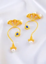 The Sapphire Floral Pearl Earcuff (Yellow Gold) EAR002341 - Image 2