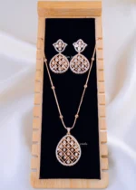 The Teardrop Diamond Lattice Necklace Set (Yellow Gold) NEC002316