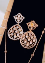 The Teardrop Diamond Lattice Necklace Set (Yellow Gold) NEC002316 - Image 3