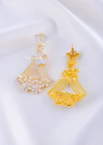 Traditional Sparkle Bell Drop Earring (Yellow Gold) EAR002327 - Image 3
