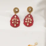 Trending Kundan Red Earrings (Yellow Gold) EAR000581