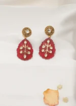 Trending Kundan Red Earrings (Yellow Gold) EAR000581