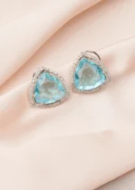 Triangle Aqua Earrings (Silver) EAR000760