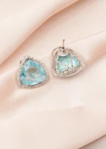 Triangle Aqua Earrings (Silver) EAR000760 - Image 2