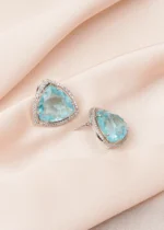 Triangle Aqua Earrings (Silver) EAR000760 - Image 3