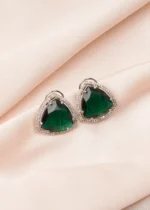 Triangle Emerald Green Earrings (Silver) EAR000762