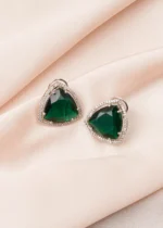 Triangle Emerald Green Earrings (Silver) EAR000762 - Image 3