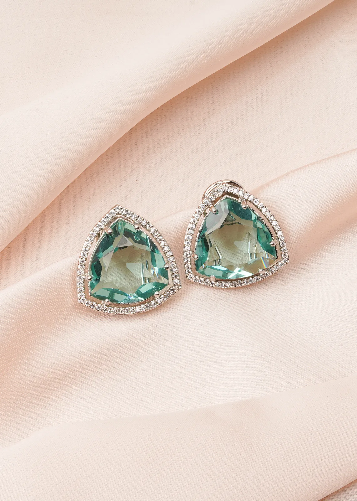 Triangle-Mint-Green-Earrings-Silver-EAR000761a Triangle Mint Green Earrings (Silver) EAR000761 - Image 1