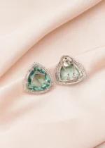 Triangle Mint Green Earrings (Silver) EAR000761 - Image 3