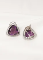 Triangle Purple Earrings (Silver) EAR000724 - Image 2