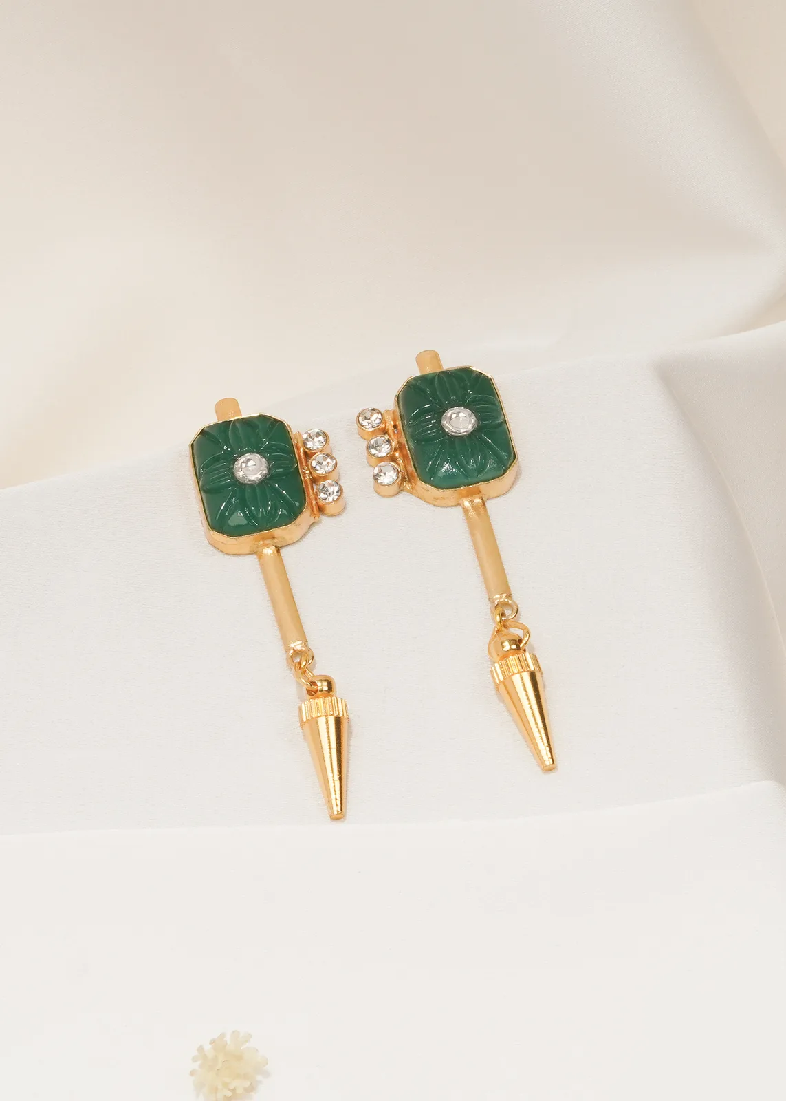 Tribal-Art-Earrings-Green-Yellow-Gold-EAR000556a Tribal Art Earrings Green (Yellow Gold) EAR000556 - Image 1