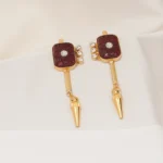 Tribal Art Earrings Red (Yellow Gold) EAR000555
