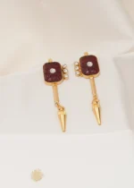 Tribal Art Earrings Red (Yellow Gold) EAR000555