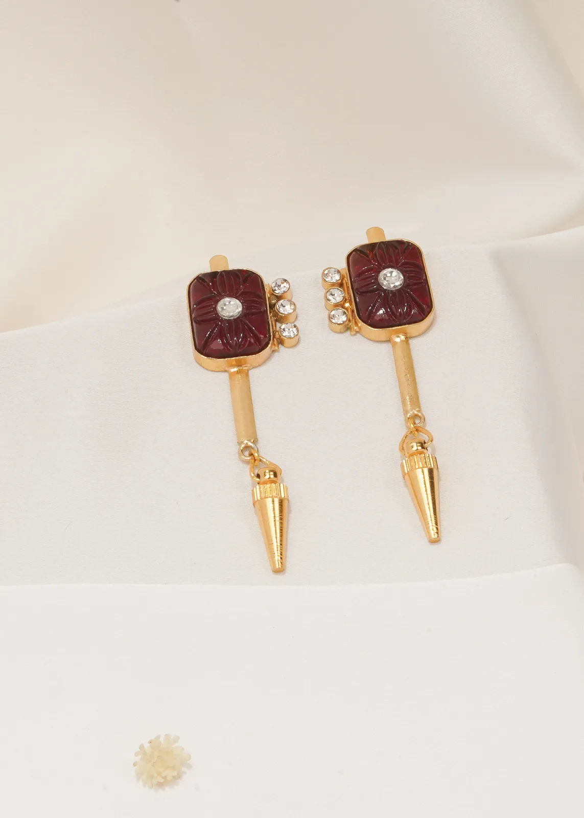 Tribal-Art-Earrings-Red-Yellow-Gold-EAR000555a Tribal Art Earrings Red (Yellow Gold) EAR000555 - Image 1