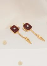 Tribal Art Earrings Red (Yellow Gold) EAR000555 - Image 2