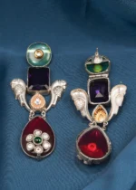 Tribal Bird Danglers (Antique Silver) EAR000611 - Image 3