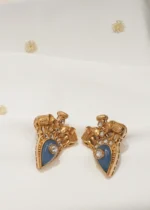Tribal Blue Earrings (Antique Gold) EAR000552 - Image 2