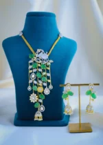 Tribal Elephant Fusion Polki Necklace Set (Yellow Gold) NEC001080