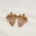 Tribal Pink Earrings (Antique Gold) EAR000543