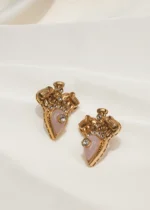 Tribal Pink Earrings (Antique Gold) EAR000543 - Image 2