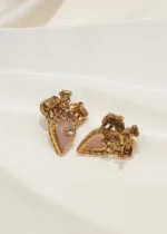 Tribal Pink Earrings (Antique Gold) EAR000543 - Image 3