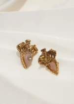 Tribal Pink Earrings (Antique Gold) EAR000543 - Image 4