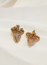 Tribal Pink Earrings (Antique Gold) EAR000543 - Image 5