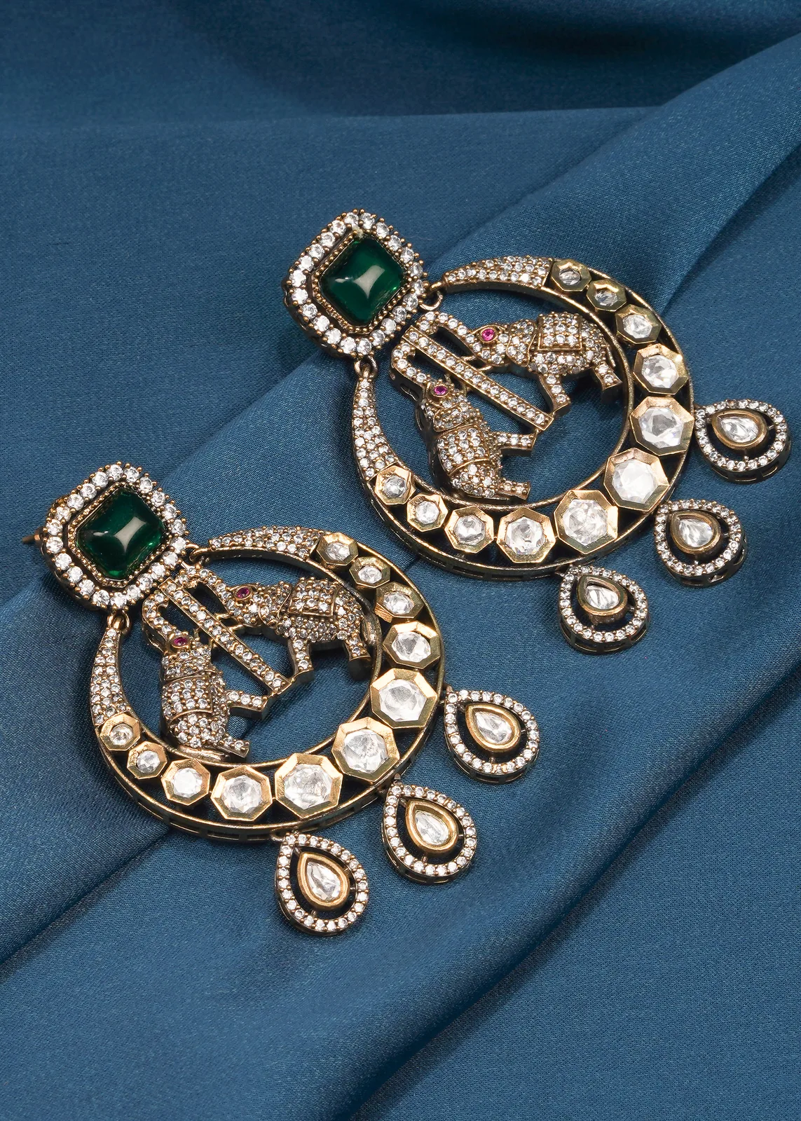 Tribal-Polki-Earrings-Victorian-Gold-EAR000615a Tribal Polki Earrings (Victorian Gold) EAR000615 - Image 1