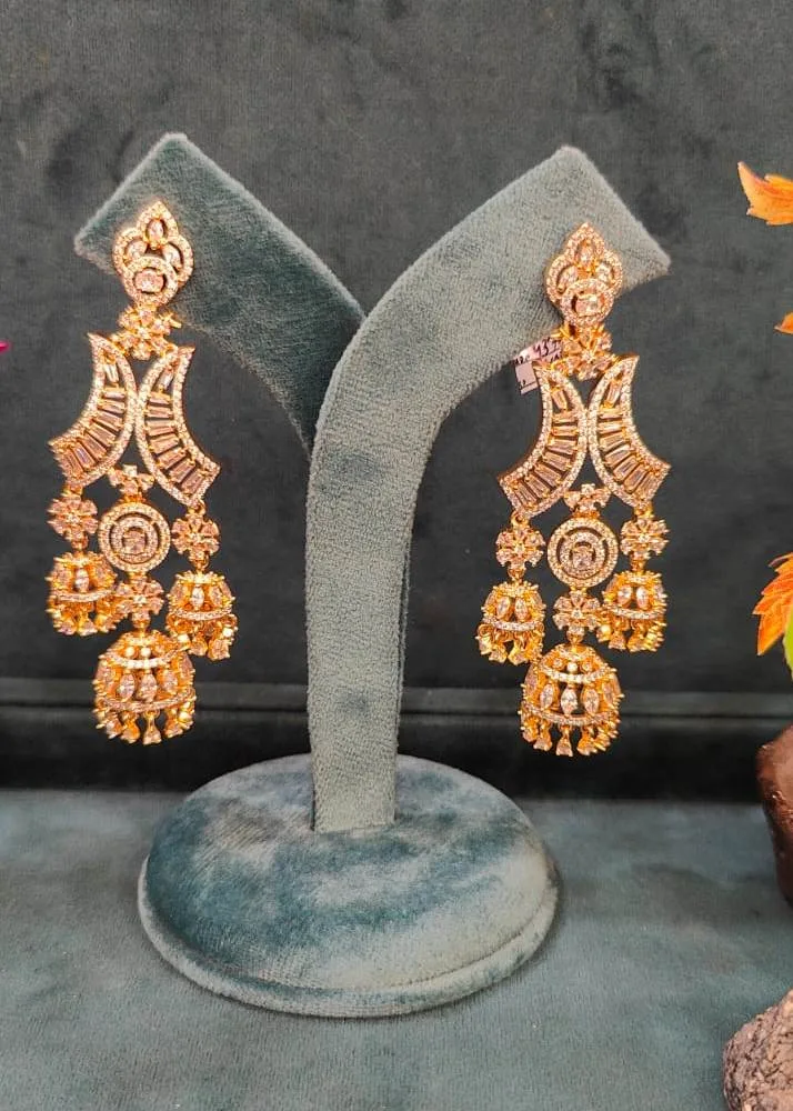 Triple-Jhumki-Diamond-Danglers-Yellow-Gold-EAR000022a Triple-Jhumki Diamond Danglers (Yellow-Gold) EAR000022 - Image 1