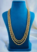 Triple Layered Matar Mala Necklace Set (Antique Gold) NEC000913 - Image 2