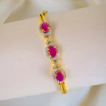 Triple Oval Ruby Bracelet (Yellow Gold) BRA001315