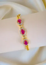 Triple Oval Ruby Bracelet (Yellow Gold) BRA001315