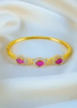 Triple Oval Ruby Bracelet (Yellow Gold) BRA001315 - Image 2