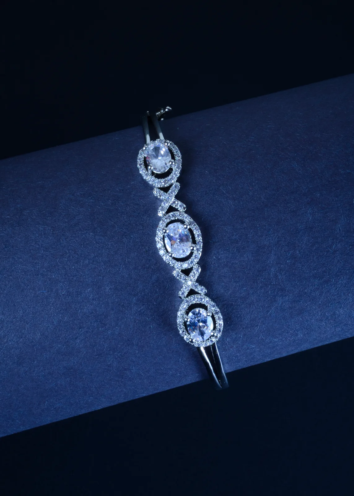 Triple-Oval-Solitaire-Bracelet-Silver-BRA001314a Triple Oval Solitaire Bracelet (Silver) BRA001314 - Image 1