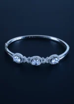 Triple Oval Solitaire Bracelet (Silver) BRA001314 - Image 2